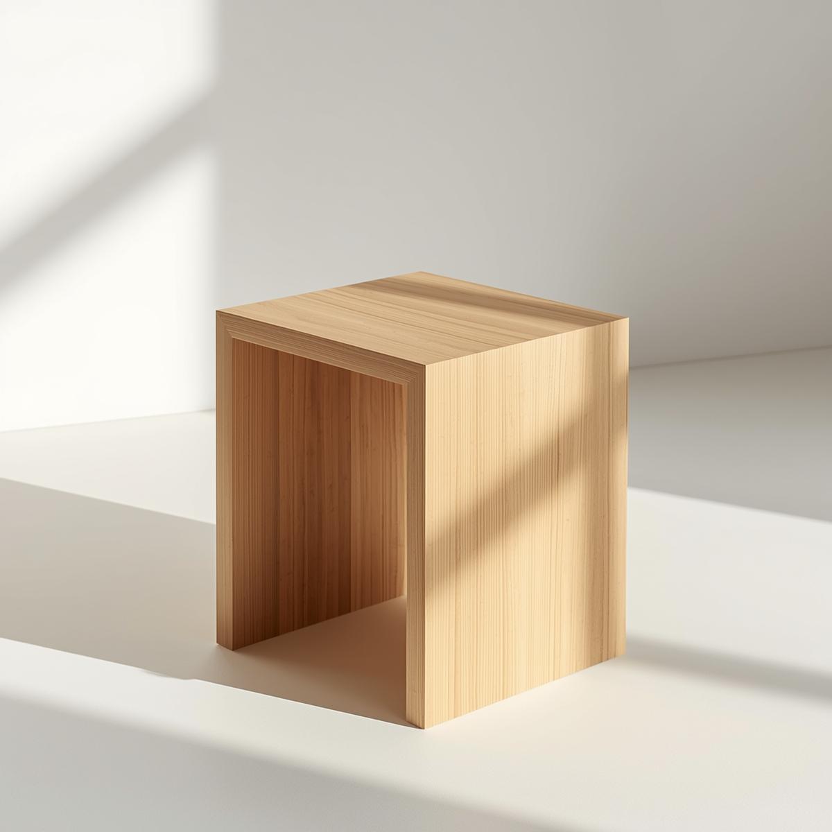 Minimalist wooden side table Minimalistisch houten bijzettafel met strakke lijnen